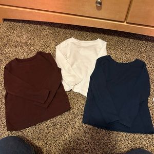 Old Navy- Set of 3 Long Sleeve Toddler Shirts Maroon, Blue, and White, 3T